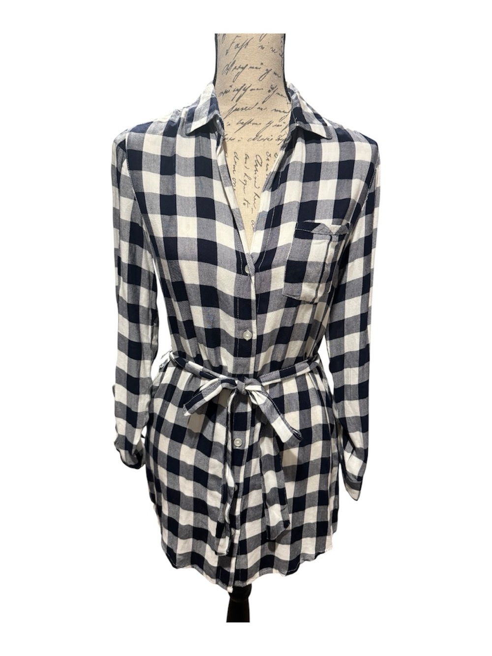Harper Heritage Navy blue and white Plaid Shirt Dress Soft Flannel size XXS